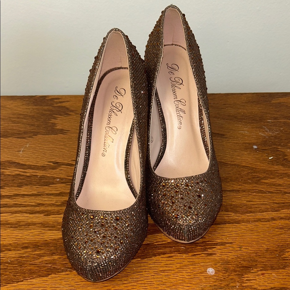 De Blossom Collection Shimmering Brown Heels